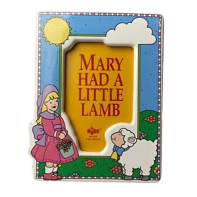 Marco de fotos Russ Mary Had A Little Lamb rima infantil 4" X 6" marco de cerámica para niños Foto 1 de 4