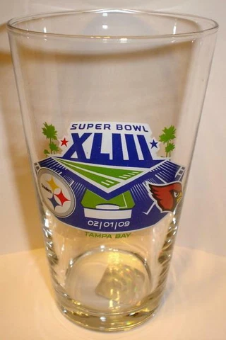 PITTSBURGH STEELERS vs ARIZONA CARDINALS  SUPER BOWL 43 PINT GLASS dueling Cover