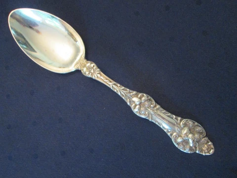 SOLID SERVING SPOON! Vintage ALVIN STERLING 925 silver ORANGE BLOSSOM lovely Cover