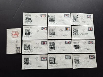 US 1942-43 FDC +Overrun Countries #909-921 +Set of 13 +Cachets +Neat - Image 1 of 2