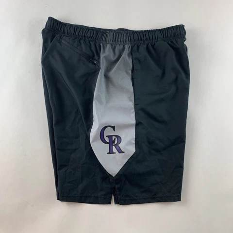 Colorado Rockies MLB Black Gray Nike Dri Fit Athletic Shorts Mens XL Cover