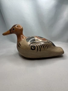 Large Vintage Tonala Mexico Pottery Duck, Ceramic 12 Inches Hand Painted  - Picture 1 of 14