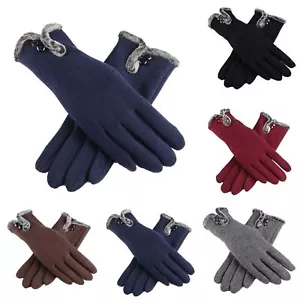 Ladies Winter Gloves Touch Screen Fleece Thick Warm Comfy Soft Fur Lined Thermal - Picture 1 of 9
