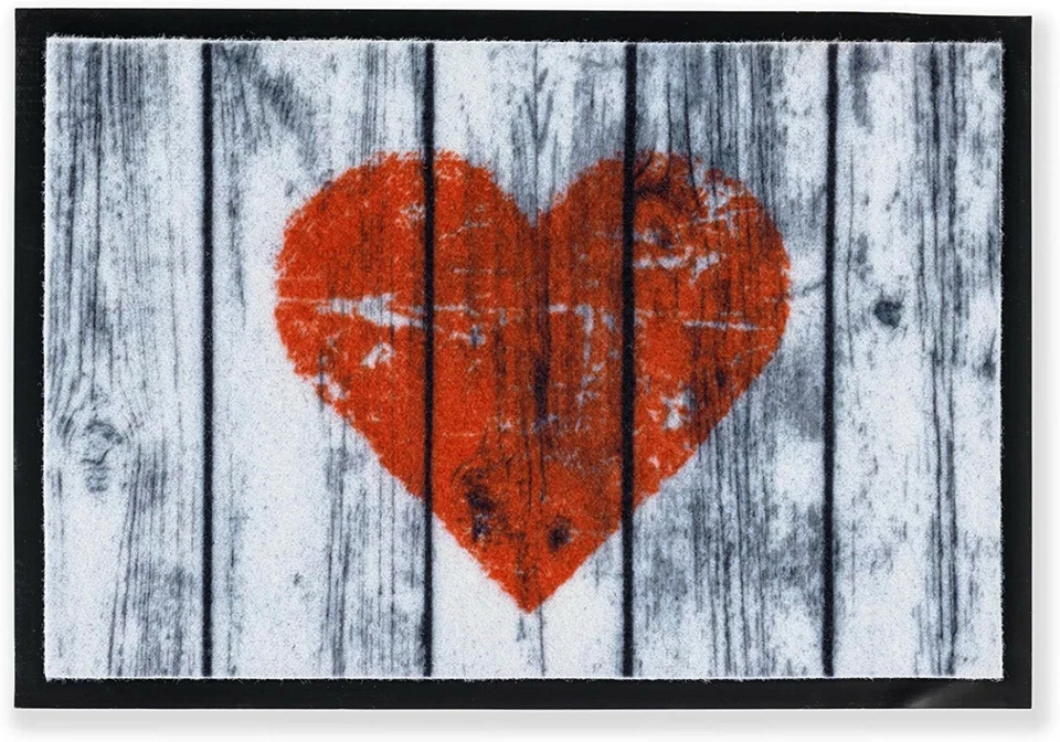 Schmutzfangmatte Fussmatte Motiv Holz Herz 40 x 60 cm Türvorleger Türmatte - Bild 1 von 1