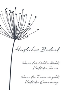 Trauer – Beileid – Kondolenz - Beileidskarte mit Umschlag - Herzliches Beileid - Bild 1 von 1