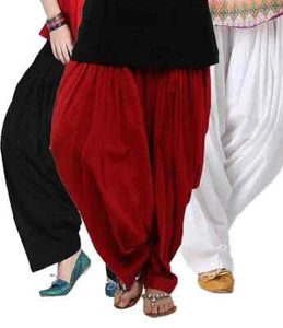 Women'S Cotton Traditional Patiala Salwar Red, White & Black Combo Pack Of 3 Pcs - Picture 1 of 4