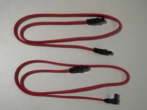 2 x ASUS 45cm Serial ATA Data Cables SATA II 2 3GB Straight + Right Angled RED - Picture 1 of 6