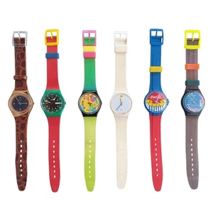 Swatch & Coca-cola lotto 6 pezzi orologi finti PUNTI SWISS SMERALD DIVER e altri anni 80 - Foto 1 di 4