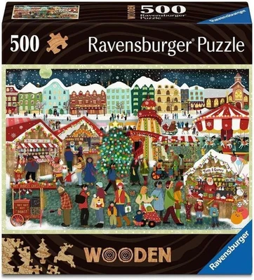 NEW Ravensburger 500 Pieces Wooden Jigsaw Puzzle Christmas Market - Image 1 of 2