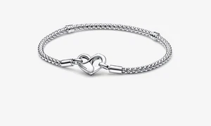 Pandora 592453C00-16 Bracciale Maglia Geometrica Chiusura Moschettone a Cuore - Foto 1 di 1
