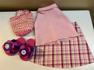Premium handgefertigtes Outfit rosa kariert Bleistiftrock 18" American Girl Puppe Pullover - Bild 1 von 5