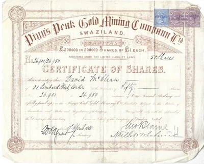 Swaziland, Stamped Gold Certificate, Lovely Item, Pmks etc (W17) - Image 1 of 2