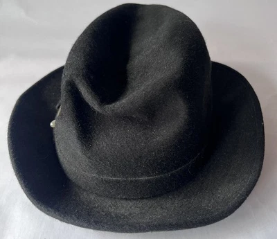 Vintage Bollman Futura II FEDORA Wool Black Hat W/feather Sz L - Image 1 of 4