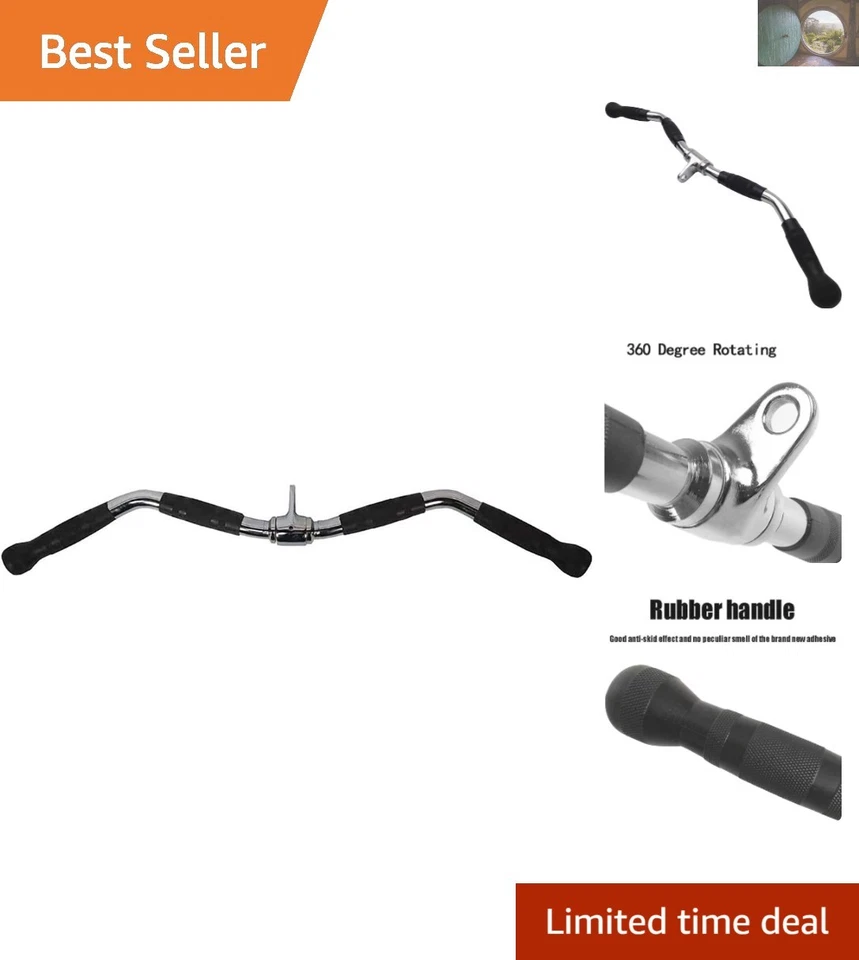 Lat Bar Cable Machine Attachment Curl Pulldown Bar Rubber Handle for Gym 30 in