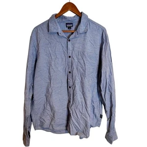 Patagonia Men's Organic Cotton Long Sleeve Blue Casual Button Up Shirt Large - Picture 1 of 7