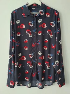 Gant Navy Floral Print Shirt Blouse Size 16 Long Sleeve - Picture 1 of 5
