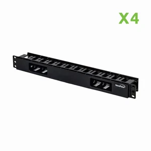 Horizontal Rack Mount 19-Inch Cable Management Raceway 1U 2-Inches deep 4 Pack - Picture 1 of 4