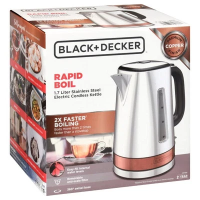BLACK + DECKER KE3100C 1.7L Rapid Boil Stainless Steel Electric Cordless Kettle - Image 1 of 3