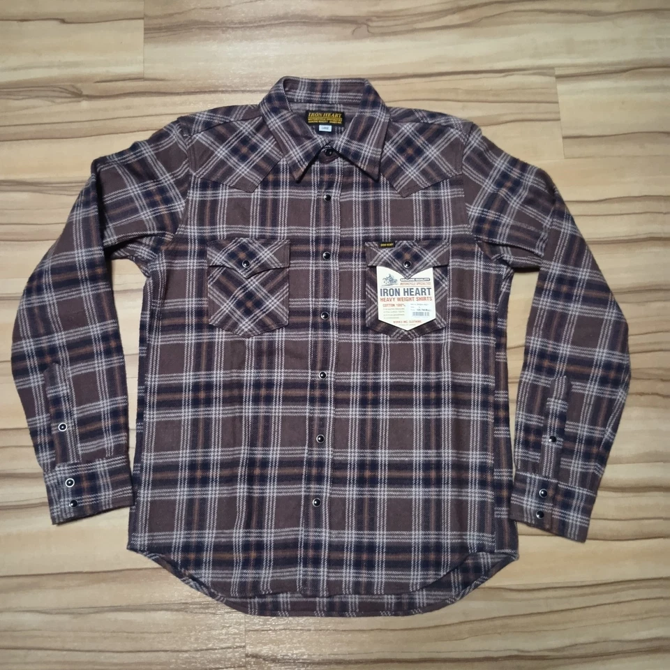 IRON HEART IHSH‑431 UHF Slub Check Western Flannel Shirt Cotton 100% L-XXX Japan - Image 1 of 4