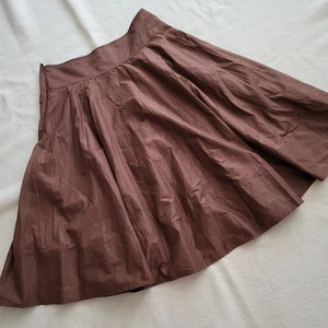 Lauren Ralph Lauren Brown Midi Circle Skirt Women's Size 14 Cotton  - Picture 1 of 9