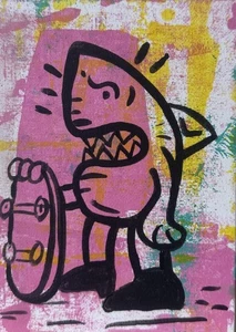 HASWORLD ORIGINAL SHARK SKATER POP ART ABSTRACT EXPRESSIONISM CONTEMPORARY - Picture 1 of 5