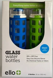 2 - Ello Glas Wasserflaschen, 20 oz, auslaufsicher mit griffiger Silikonhülle - Bild 1 von 4