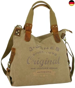 JENNIFER JONES - Große Damen Handtasche aus Canvas und Echtleder - Vintage Look - Bild 1 von 5