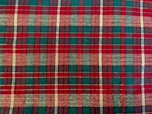 25-5-322HOMESPUN COTTON FABRIC-CHRISTMAS,HOLIDAY-RED.GREEN PLAID,GOLD 19 X 42" - Picture 1 of 2