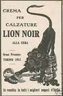 PUBBLICITA' 1916 LION NOIR CREMA PER CALZATURE BLACK LION SHINY SHOES LUCIDO 