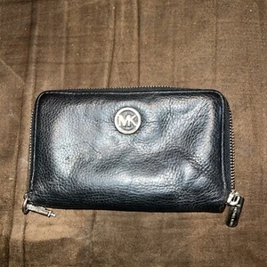 Michael Kors MK Damen Geldbörse Full Zip Around Schwarz Leder - Bild 1 von 4