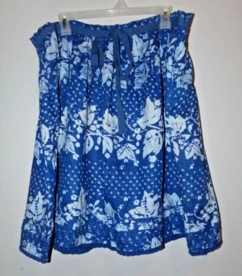 Falda plisada de lino floral teñida azul línea A Gap para mujer talla 16 Foto 1 de 4