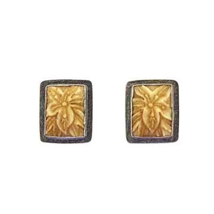 Tabra Carved Floral Earrings Sterling Silver - Picture 1 of 1