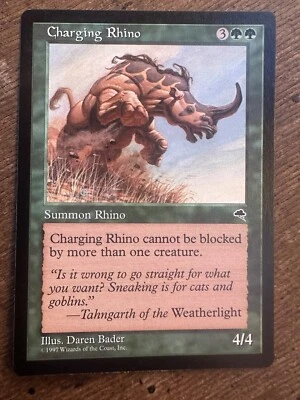 Magic the Gathering MTG Charging Rhino (218) Tempest   LP - Image 1 of 2