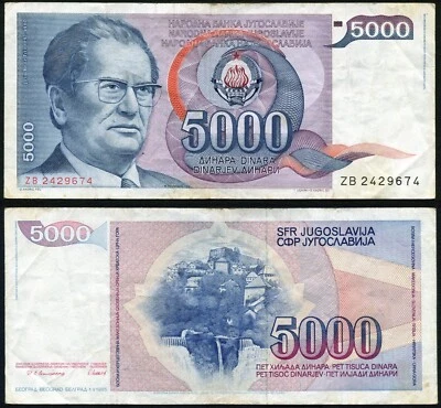 Yugoslavia 5000 dinara 1985.05.01. J. B. Tito P93a Prefix ZB Replacement aVF - Image 1 of 4