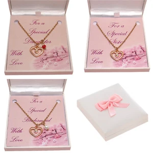 Chapado en Oro Rosa Corazón Collares, Regalo Caja para Dama Honor, Hija, Mum Etc - Imagen 1 de 13