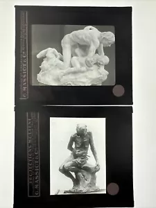 2 antike Zauberlaterne Glasdia Ugolino seine Söhne alte Kurtisane Auguste Rodin - Bild 1 von 7