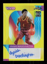 2023 Leaf Vivid #BA-IB1 Izaiah Brockington Yellow Prismatic Auto /50