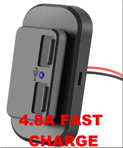 Dual USB Port 12V-24V 4.8A Quick Car Charger Socket Power Outlet & Weather Cap - Picture 1 of 8