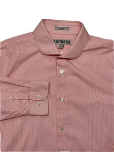 EXPRESS Mens Slim Fit Shirt Size M Pink Spread Collar 100% Cotton Long Sleeve - Picture 1 of 12