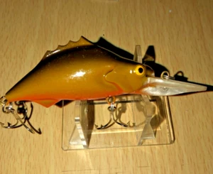 Vintage Tom Manns Hackleback Rooter Lure Bowfin Crank bait Brown Crawdad Orange - Picture 1 of 6