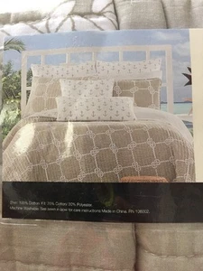 NAUTICAL KNOTS STANDARD SHAM PAIR COASTAL LAKE BOATING MAX STUDIO WHITE TAN NIP - Picture 1 of 12