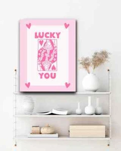 Canvas Wall Art Lucky You Print | Framed Motivational Quote Picture | Modern Hom - Picture 1 of 5