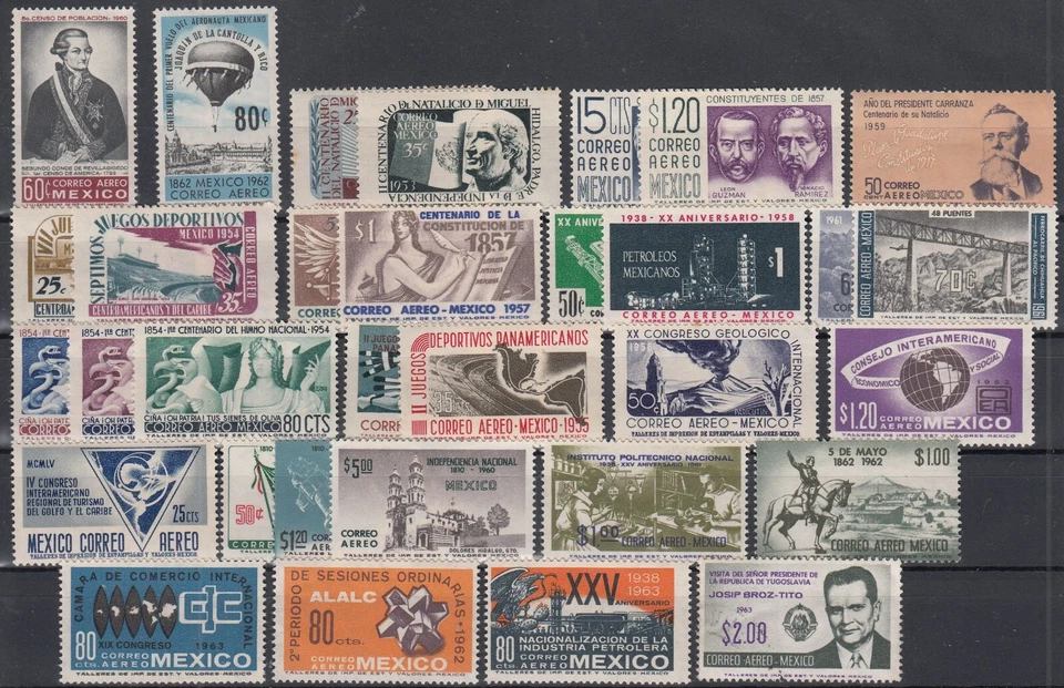 HR24449/ MEXICO – AIRMAIL – 1953 / 1963 MINT MODERN SELECTION - Image 1 of 1
