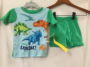 New Jurassic World Cotton Dinosaur shorts toddler Pajama Set 2 pc U pick Green - Picture 1 of 4