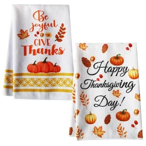 Thanksgiving Decorations Indoor 2 PCS Thanksgiving Day Decor Fall Kitchen Tow... - Picture 1 of 7