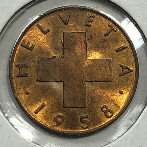 1958 Switzerland One Rappen Foreign Coin #1959 - Picture 1 of 2
