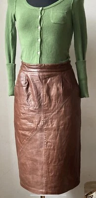 Falda de cuero vintage años 80 de Friitala / falda lápiz hasta la rodilla Foto 1 de 4