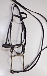 Briglia inglese cavallo con punta cordolo marcata acciaio siam stella argento vintage - Foto 1 di 15