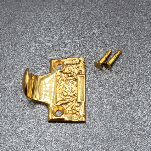 Solid Ornate Brass Window Sash Lift Pull New Old Stock w Screws Cover