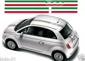 2 italian style Side Stripe Fiat 500 Rally Race DECAL STICKER KIT HOOD TOP BOOT - Picture 1 of 6